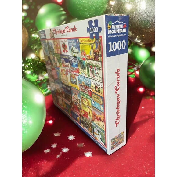 White Mountain Christmas Carols Holiday Santa Jigsaw Puzzle 1000 Pieces Collage - Picture 5 of 16